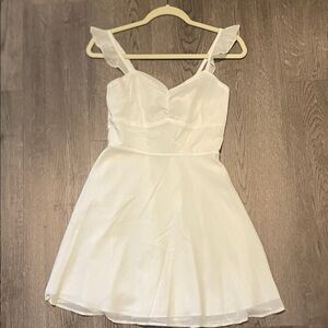 Elegant White Dress with Ruffle Straps